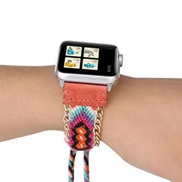 Juzzhou Watch Band For Apple Watch iWatch Series 1/2/3 Sport Edition Cord Knit Braid Weave Woman Girl Lady Boy Replacement Wriststrap Bracelet Watchband Wristband Wrist Strap With Metal Adapter 38mm