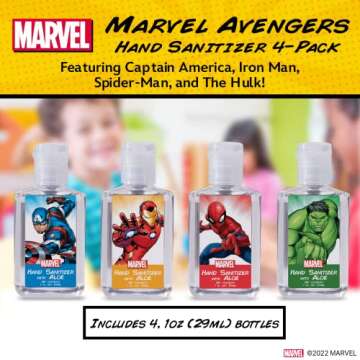 Evergreen Research Disney Store Marvel Hand Sanitizer Holder Set - Pack of 4, Travel Size, Refillabl...