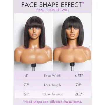 LUVME HAIR Yaki Straight Bob Wig with Bangs - Ready to Go