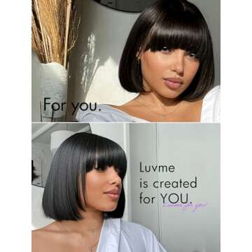 LUVME HAIR Yaki Straight Bob Wig with Bangs - Ready to Go