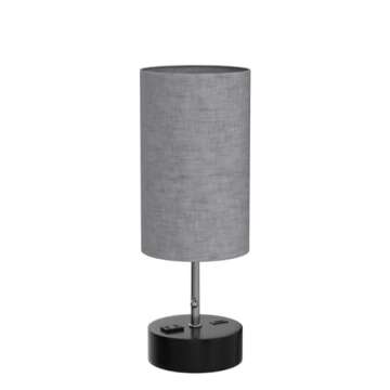 3-Color Temperature Bedside Lamp Nightstand Lamp with USB A Port and C Port, Table Lamp for Bedroom with LED Bulb Small Lamps for Living Room (Gray)