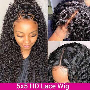UNICE 5X5 HD Lace Closure Human Hair Wigs for black Women Curly Lace Front Wig Pre Plucked Natural Color