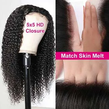 UNICE 5X5 HD Lace Closure Human Hair Wigs for black Women Curly Lace Front Wig Pre Plucked Natural Color