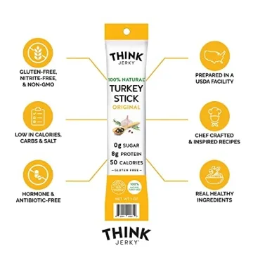 Think Jerky Turkey Sticks - Gourmet Healthy Snack Pack of 20