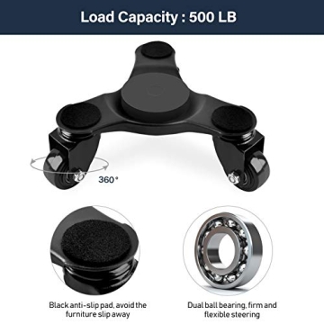 SOLEJAZZ 3-Wheel Furniture Dolly Heavy Duty 500 Lbs Capacity