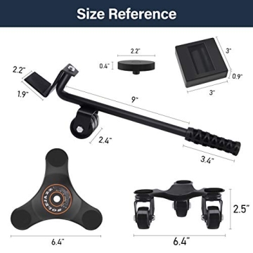 SOLEJAZZ 3-Wheel Furniture Dolly Heavy Duty 500 Lbs Capacity