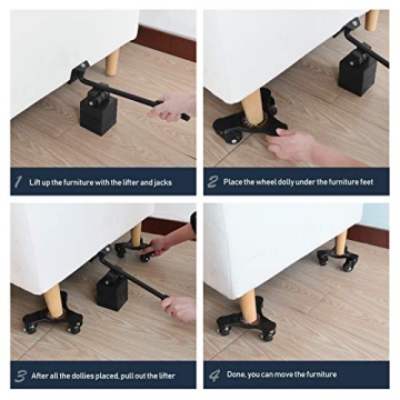 SOLEJAZZ 3-Wheel Furniture Dolly Heavy Duty 500 Lbs Capacity