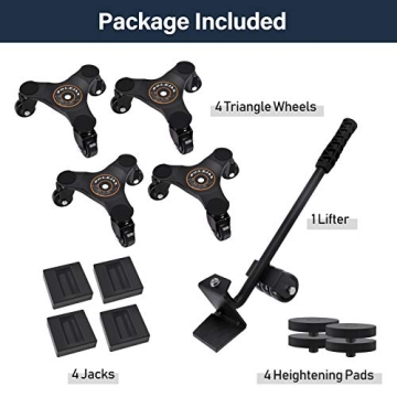 SOLEJAZZ 3-Wheel Furniture Dolly Heavy Duty 500 Lbs Capacity