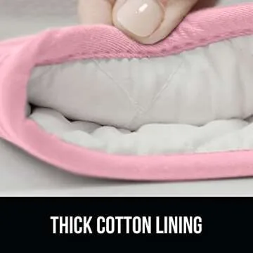 GORILLA GRIP BPA-Free Soft Silicone Oven Mitts and Potholder Set of 4, Heat Resistant Hot Pads, Thick Cotton Lined Cooking Mitt, Long Gloves Protect Hands, Kitchen Waterproof Trivet Mats, 12.5" Pink