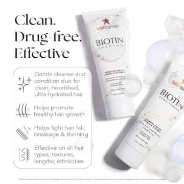 HAIRtamin Shampoo and Conditioner Set - Paraben & Sulfate Free, Volumizing & Moisturizing, Natural B...