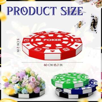 Silipull Giant Casino Decorations 15.7 Inch Large Paper Poker Chips Favor Boxes Jumbo Oversized Poke...