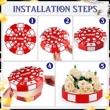 Silipull Giant Casino Decorations 15.7 Inch Large Paper Poker Chips Favor Boxes Jumbo Oversized Poker Game Theme Centerpieces for Tables Casino Birthday Party Decorations(6 Pcs)