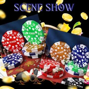 Silipull Giant Casino Decorations 15.7 Inch Large Paper Poker Chips Favor Boxes Jumbo Oversized Poker Game Theme Centerpieces for Tables Casino Birthday Party Decorations(6 Pcs)