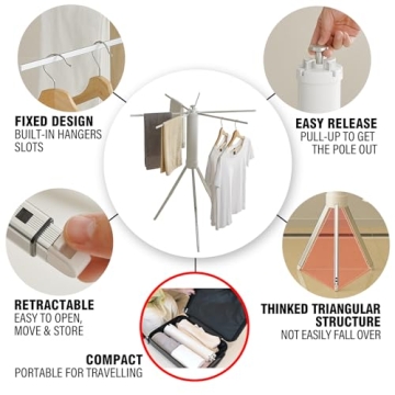 JOOM Portable Folding Tripod Clothes Drying Rack