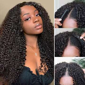 UNICE V Part Curly Wig Human Hair Upgrade No Leave Out 180% Density, Beginner Friendly