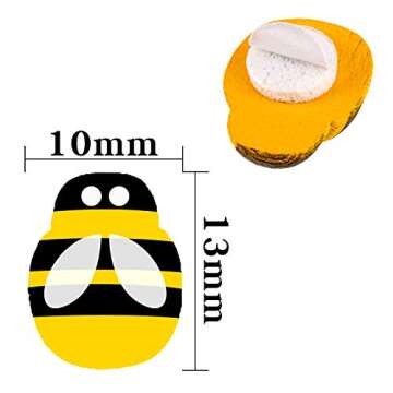 Savita 200 Pack Tiny Wooden Bee Flatback Embellishment Self-Adhesive Bee Stickers Fake Bees ​for Craft Scrapbooking DIY Decor Supplies, Baby Shower, Birthday, Party