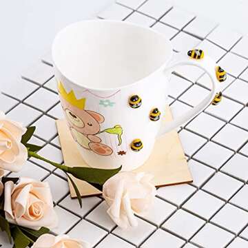 Savita 200 Pack Tiny Wooden Bee Flatback Embellishment Self-Adhesive Bee Stickers Fake Bees ​for Craft Scrapbooking DIY Decor Supplies, Baby Shower, Birthday, Party