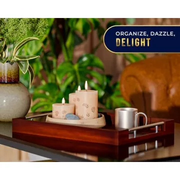 Set of 2 Bamboo Serving Trays with Silver Handles