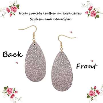 Adramata 4 Pairs Teardrop Leather Earrings for Women Dangle Drop Earrings Set
