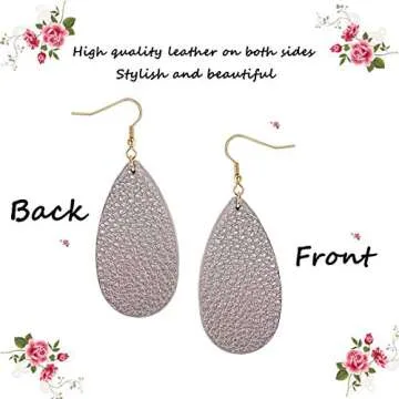 Adramata 4 Pairs Teardrop Leather Earrings for Women Dangle Drop Earrings Set