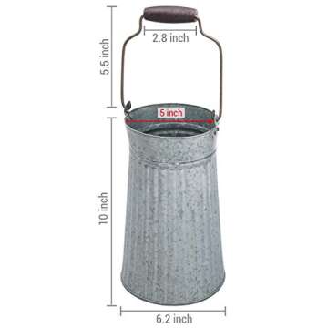 MyGift 10 Inch Vintage Farmhouse Flower Bucket with Handle