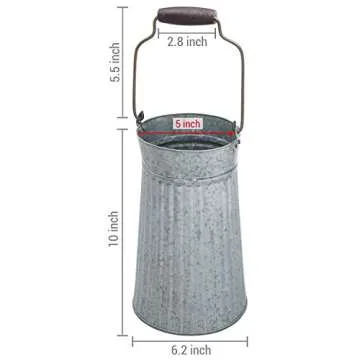 MyGift 10 Inch Vintage Farmhouse Flower Bucket with Handle