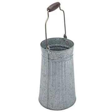 MyGift 10 Inch Vintage Farmhouse Flower Bucket with Handle