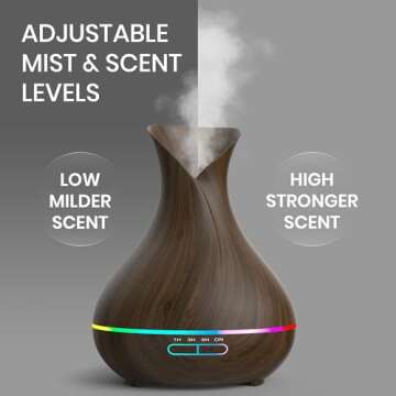 Everlasting Comfort Essential Oil Diffuser (400ml) - Aromatherapy Diffuser for Large Room, Home Scent Diffuser with 7 LED Colors, Quiet Operation, Auto Shut-Off, and 13-Hour Runtime