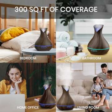 Everlasting Comfort Essential Oil Diffuser (400ml) - Aromatherapy Diffuser for Large Room, Home Scent Diffuser with 7 LED Colors, Quiet Operation, Auto Shut-Off, and 13-Hour Runtime
