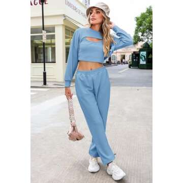 Herseas Women's 3 Piece Blue Lounge Set for Ultimate Comfort