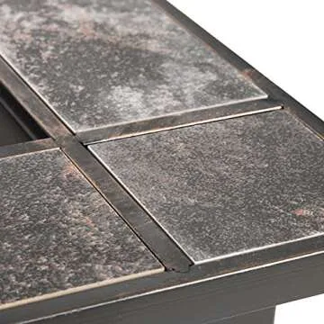 Pure Garden W150098 37" Tile Rectangular Fire Pit, Black