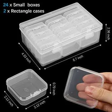 Blulu 24 Pcs Bead Organizer Plastic Small Bead Storage Box Clear Storage Case Craft Containers with ...