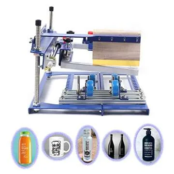 WINUS Manual Curved Screen Printing Machine, A Grade/B Grade/E Grade Cylinder Bottle Cup Press Printing Printer for Cylinder and Cone Glass Plastic Bottle Logo Pattern Printing (A Grade)