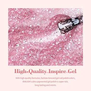 RARJSM Nude Pink Glitter Nail Polish Chunky Iridescent 15ml Shimmer Holographic Rainbow Effect Soak off Led UV Curing Required High Pigments Gel for Home Manicure Nail Art