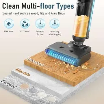 Casavok Wet Dry Vacuum Cleaner, Cordless Vacuum and Mop Combo for Hard Floors and Home, Self-Cleaning System with Voice Prompts and Digital Display for Gift