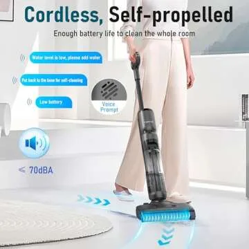 Casavok Wet Dry Vacuum Cleaner, Cordless Vacuum and Mop Combo for Hard Floors and Home, Self-Cleaning System with Voice Prompts and Digital Display for Gift