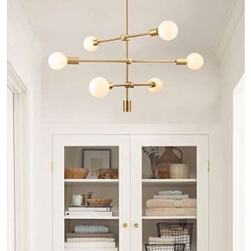 Eurus Home Sputnik Chandelier 6- Light Pendant Lighting Fixture for Dining Room Ceiling Light Fixture for Bedroom Hallway Kitchen Living Room