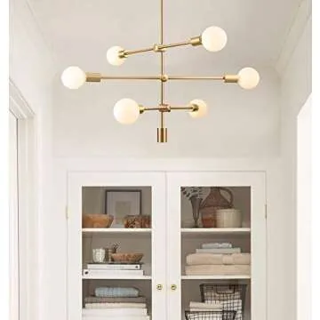 Eurus Home Sputnik Chandelier 6- Light Pendant Lighting Fixture for Dining Room Ceiling Light Fixture for Bedroom Hallway Kitchen Living Room