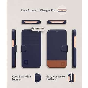 LUPA Legacy iPhone 12 Wallet case for Women & Men - 12 Pro case with Card Holder [Slim and Durable] Faux Leather - Flip Cell Phone case, Folio Credit Cover - Desert Sky