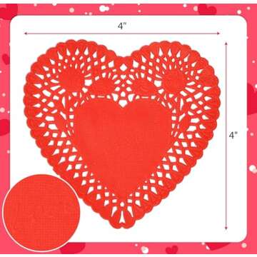240 Pcs 4 Inch Valentine Heart Doilies Cutouts Paper Pink White Colors Lace Doily Valentine's Craft ...