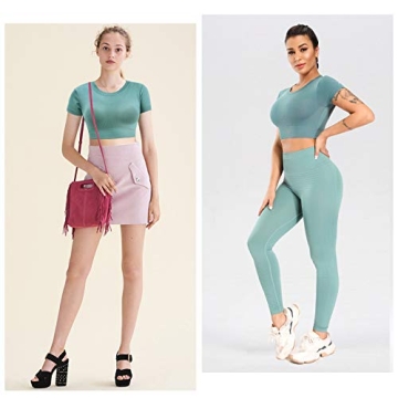 LEINIDINA Seamless Workout Crop Tops for Active Women