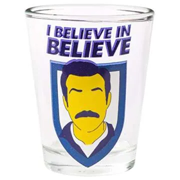 Silver Buffalo Ted Lasso Quotes 4 Pack Mini Glass Set, 1.5 Ounces