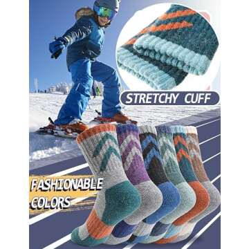 Anlisim Kids Merino Wool Hiking Socks - 6 Pairs for All Adventures