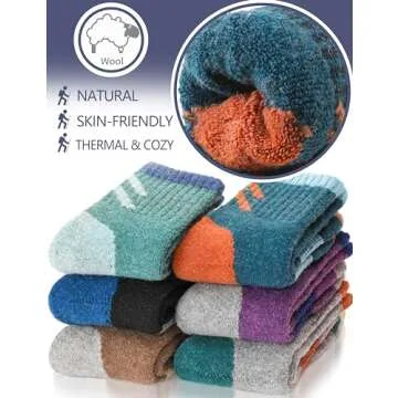 Anlisim Kids Merino Hiking Socks - 6 Pairs for Every Adventure