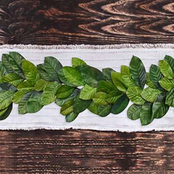 Vita Domi 6ft Magnolia Leaf Garland - 2 Tone Greeen Realistic Fall Garland for Mantle Decorations - Decorative Artificial Faux Magnolia Leaves for Christmas, Thanksgiving, Wedding Decor