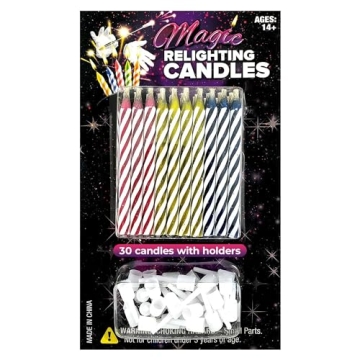 Laughing Smith Magic Relighting Candles - 30 pk - Trick Happy Birthday Party Decorations for Cakes -...