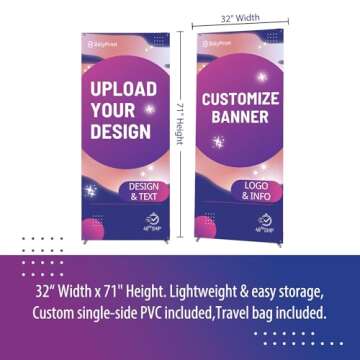 BillyPrint Custom Banner with X Stand 32" x 71" | Personalized X Banner Stand for Advertising, Stores, TradeShow, Restaurant, Event, Birthday & Party | Fast delivery | HD Print With Travel Bag - 1 unit
