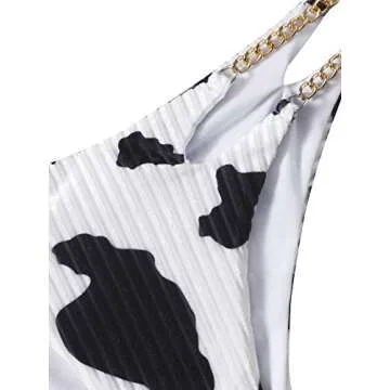 SOLY HUX Cow Print Halter Bikini Set for Women