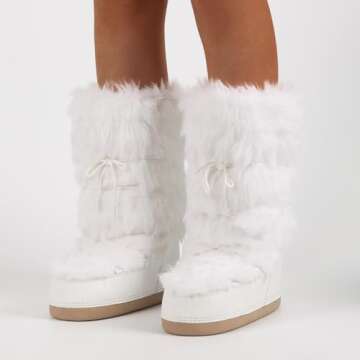 IXU Women's Faux Fur Boots - Cozy Mid Calf Winter Style