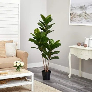 Vibrant Nearly Natural Fiddle Leaf Fig Tree - 65IN